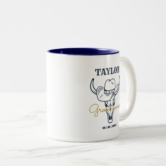 Westerne Oude Grens Cowboy Persoonlijke Groomsmen Tweekleurige Koffiemok (Voorkant rechts)