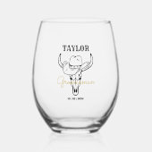 Westerne Oude Grens Cowboy Persoonlijke Groomsmen Wijnglas Zonder Voet (Voorkant)