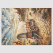 Westerne oude houten kar in Prairie Wild West Tissuepapier (Voorkant)