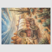 Westerne oude houten kar in Prairie Wild West Tissuepapier (Voorkant)