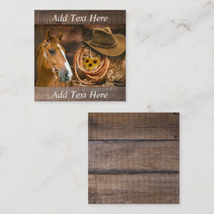 Westerne paard Cowboy Pet Lasso  Vierkante Visitekaartje