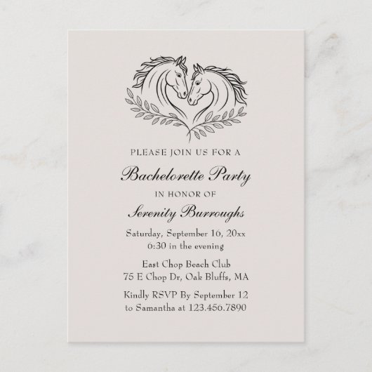 Westerne Paard Rustiek Elegante Country Bacheloret Uitnodiging Briefkaart (Voorkant)