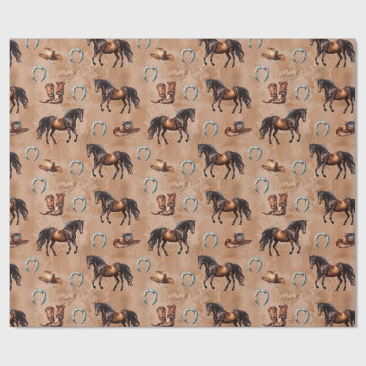 Westerne paarden cadeaupapier (Vlak)