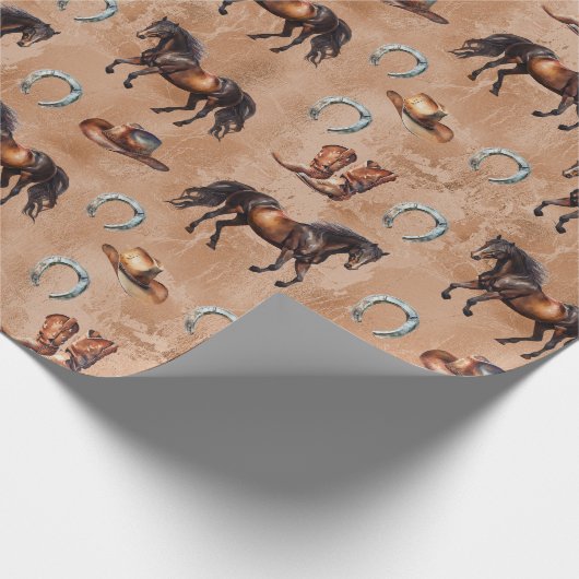 Westerne paarden cadeaupapier (Hoek)