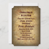 Westerne Paarden Cowgirls Bruidsdouche Uitnodiging (Achterkant)