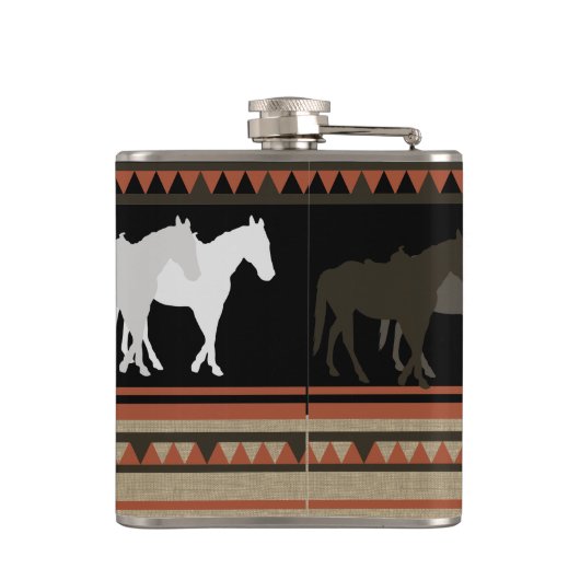 Westerne paarden silhouetten heupfles (Achterkant)