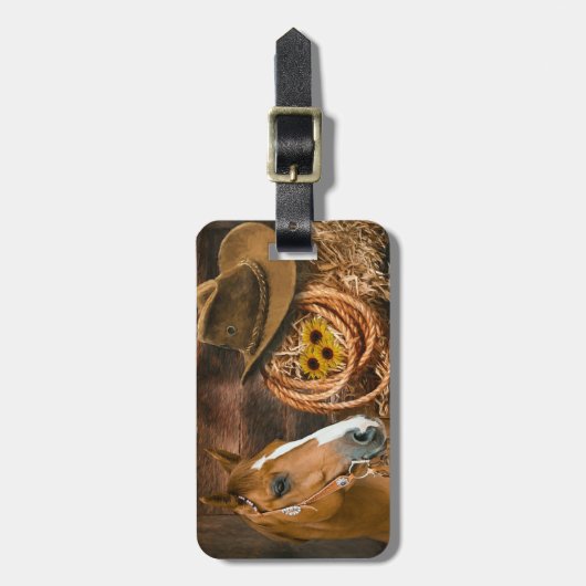 Westerne paardenbloemen Pet Lasso Bagagelabel (Voorkant verticaal)