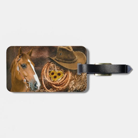 Westerne paardenbloemen Pet Lasso Bagagelabel (Achterkant horizontaal)