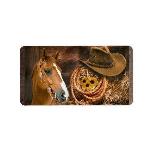 Westerne paardenbloemen Pet Lasso Etiket