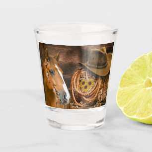 Westerne paardenbloemen Pet Lasso Shot Glas