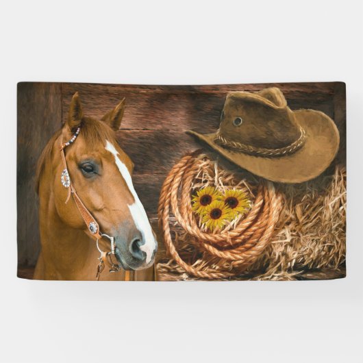 Westerne paardenbloemen Pet Lasso Spandoek (Horizontaal)