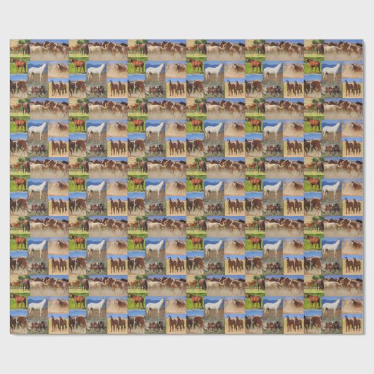 Westerne paardencollage cadeaupapier (Vlak)