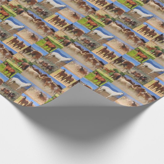 Westerne paardencollage cadeaupapier (Hoek)