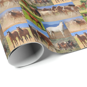 Westerne paardencollage cadeaupapier