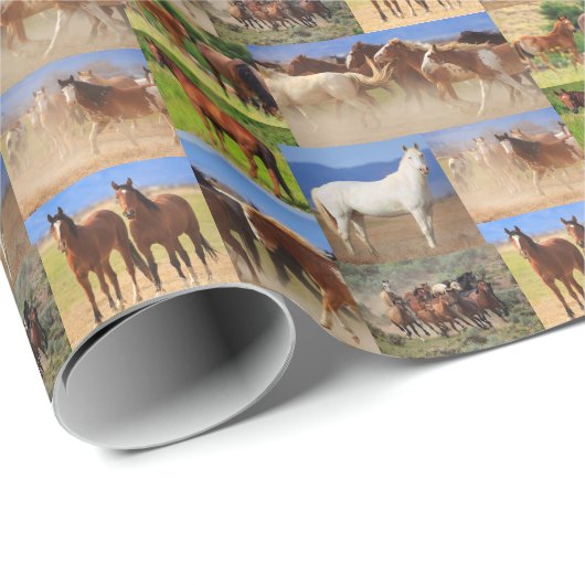 Westerne paardencollage cadeaupapier (Rol Hoek)