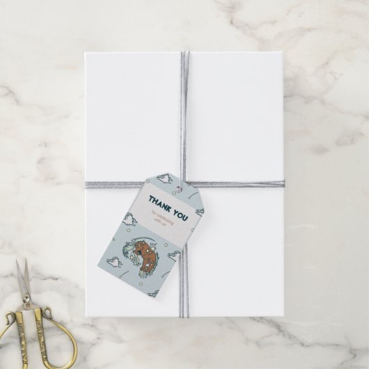 Westerne paardencowboy Birthday Bedankt Label Cadeaulabel (Met Touw)