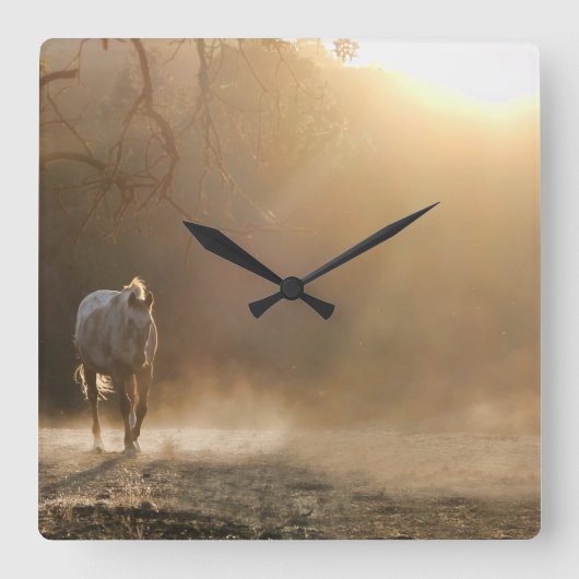 Westerne paardenklok in het mooie land vierkante klok (Voorkant)