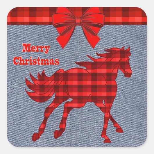 Westerne paardenpekelaar voor Denim Vierkante Sticker (Voorkant)