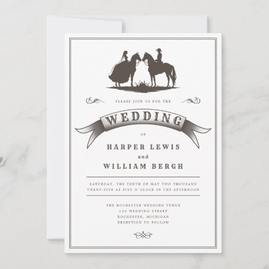 Westerne paardenrug bruiloft Kaart (Voorkant)