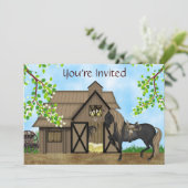 Westerne Paardrijden Meisjes Paard Verjaardag Kaart (Staand voorkant)