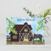 Westerne paardrijden schuur verjaardagsuitnodiging kaart (Staand voorkant)