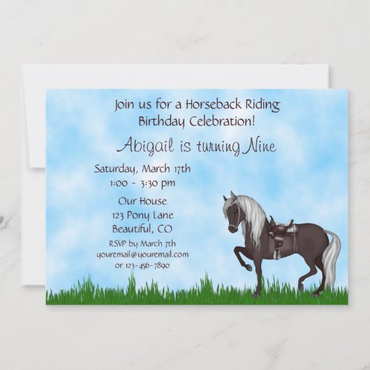 Westerne paardrijden schuur verjaardagsuitnodiging kaart (Achterkant)