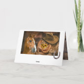 Westerne paarse cowboy Pet Lasso Sunflower Note Ca Notitiekaartje (Achterkant)