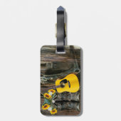 Westerne paarse cowboylaarzen gitaarzonnebloemen bagagelabel (Achterkant verticaal)