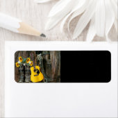 Westerne paarse cowboylaarzen gitaarzonnebloemen etiket (Insitu)