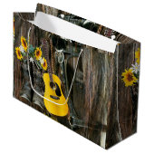 Westerne paarse cowboylaarzen gitaarzonnebloemen groot cadeauzakje (Voorkant Gekanteld)