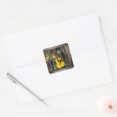 Westerne paarse cowboylaarzen Guitar Sunflower Squ Vierkante Sticker (Envelop)
