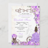 Westerne Paarse prinses Floral Charra Quinceañera Kaart (Voorkant)