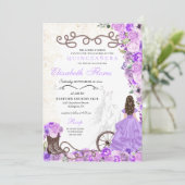 Westerne Paarse prinses Floral Charra Quinceañera Kaart (Staand voorkant)