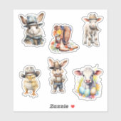 Westerne Paascowboy rustieke konijn Sticker (Vel)