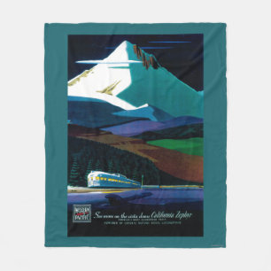 Westerne Pacific California Zephyr Vintage Poster Fleece Deken