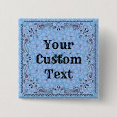 Westerne Paisley Blue Bandana Print Vierkante Button 5,1 Cm (Voorkant)