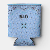 Westerne Paisley Blue Bandana-printer op maat Blikjeskoeler (Voorkant)