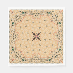 Westerne Paisley Gold Bandana Print Party Servet