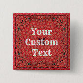 Westerne Paisley Red Bandana Print Button (Voorkant)