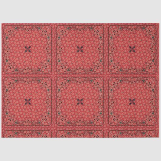 Westerne Paisley Red Bandana Print Decoupage Tissuepapier (Voorkant)