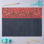 Westerne Paisley Red Bandana Print Denim Decoupage Tissuepapier (Craft)