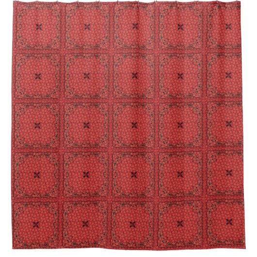 Westerne Paisley Red Bandana Print Douchegordijn (Voorkant)
