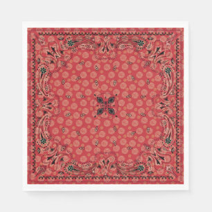 Westerne Paisley Red Bandana Print Party Servet