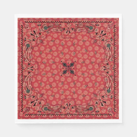 Westerne Paisley Red Bandana Print Party Servet (Voorkant)