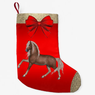 Westerne palominopaarden afdrukken op rood kleine kerstsok