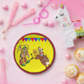 Westerne partij Bull Rider en Rodeo Clown Papieren Bordje (Feest)