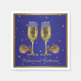 Westerne partij Champagne en Spurs Custom Text Blu Servet