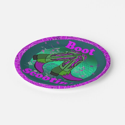 Westerne partij Cowboy Boot Scootin" Dance Paars Papieren Bordje (Gekanteld)