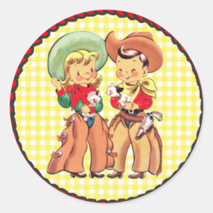Westerne partij cowboy en cowgirl Kinder Sticker