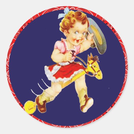 Westerne partij Cowgirl op Stickers van de stekker (Voorkant)